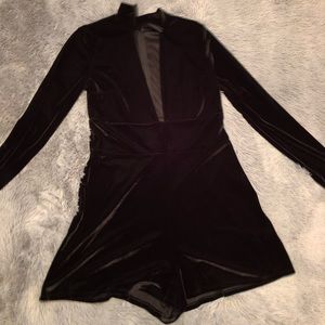 Express crushed velvet choker romper